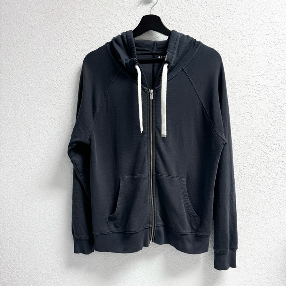 Athleta- Heathered Black lightweight Zipper Hoodie Overdized Woman SM - Picture 2 of 7